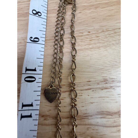 Betsey Johnson Heart Charm Necklace With Mixed Metal & Tortoiseshell Accents - Picture 10 of 10